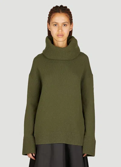 Moncler Wool Polo Neck Sweater In Green