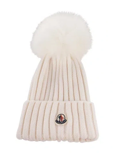 Pre-owned Moncler Wool Pom Beanie In Neutral