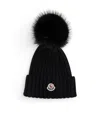 Moncler Cable-knit Pom-pom Beanie Hat In Black