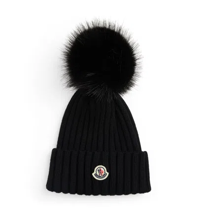 Moncler Wool Pom-pom Beanie In Black