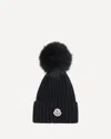 Moncler Wool Pom Pon Hat In Black