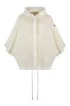 Moncler Hooded Wool Cashmere Cape In Panna