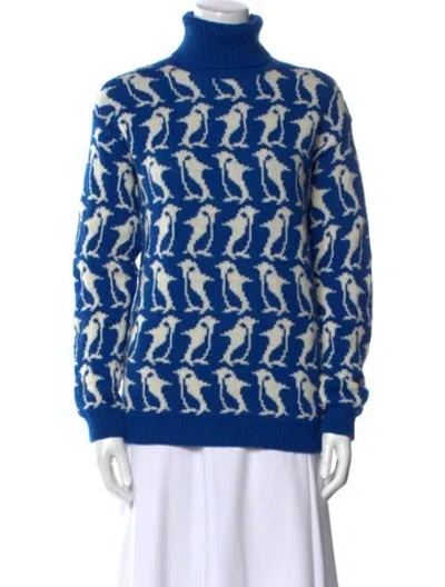Pre-owned Moncler Wool Printed Sweater In Blue