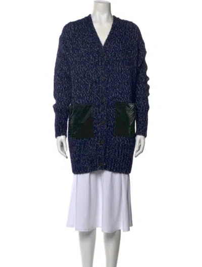 Pre-owned Moncler Wool Printed Sweater In Blue