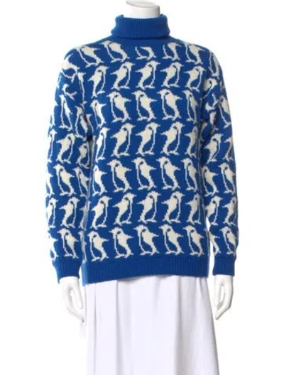 Pre-owned Moncler Wool Printed Sweater In Blue