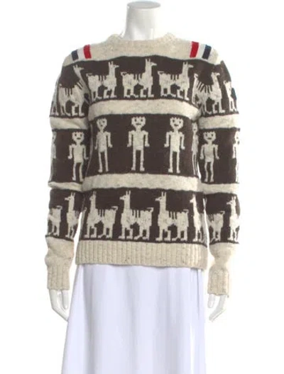 Pre-owned Moncler Wool Printed Sweater In Neutral