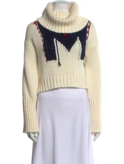 Pre-owned Moncler Wool Printed Sweater In White