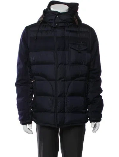 Pre-owned Moncler Wool Puffer Coat In Blue