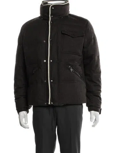 Pre-owned Moncler Wool Puffer Coat In Brown