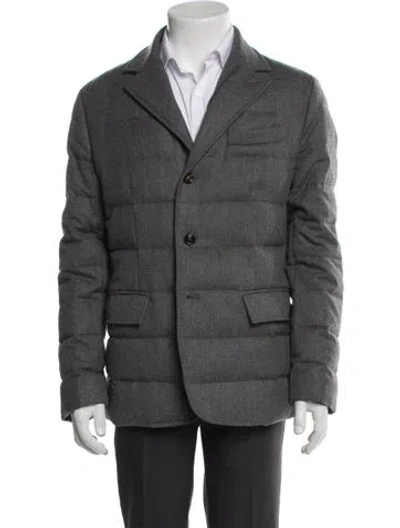 Pre-owned Moncler Wool Puffer Coat In Gray
