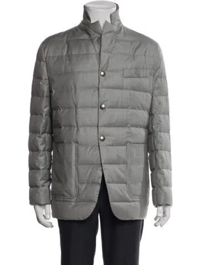 Pre-owned Moncler Wool Puffer Coat In Gray