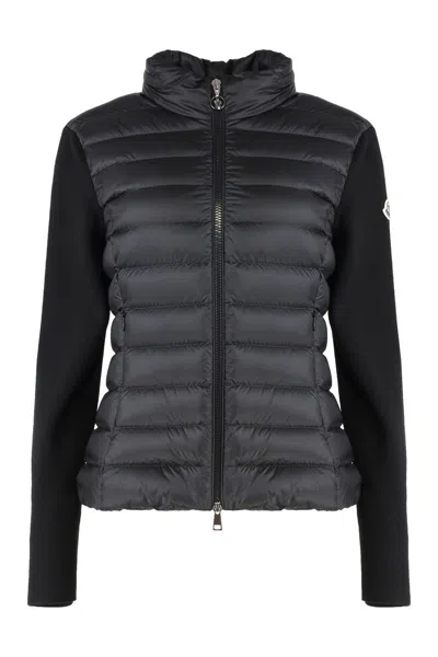 Moncler Wool Quilted Cardigan In Black