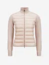 Moncler Wool Quilted Cardigan In Light Pink