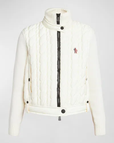 MONCLER WOOL QUILTED ZIP-UP CARDIGAN