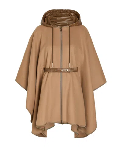 Moncler Wool Relaxed-fit Cape In Neutral