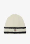 Moncler Wool Ribbed Beanie In White