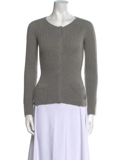 Pre-owned Moncler Wool Scoop Neck Sweater In Gray