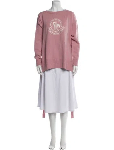 Pre-owned Moncler Wool Scoop Neck Sweater In Pink