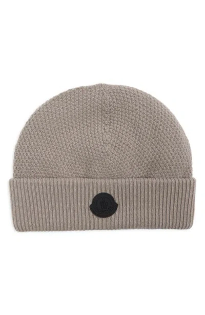 Moncler Wool Seed Stitch Beanie In Gray