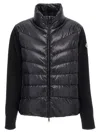 Moncler Mixed Media Wool Puffer Cardigan In Black