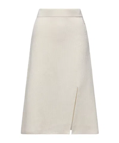 Moncler Wool Slittle Skirt In Neutral