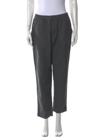 Pre-owned Moncler Wool Straight Leg Pants In Gray