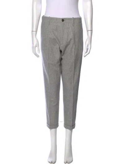 Pre-owned Moncler Wool Straight Leg Pants In Grey