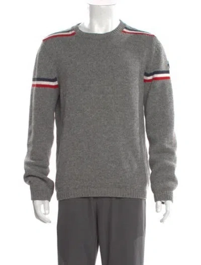 Pre-owned Moncler Wool Striped Pullover In Gray