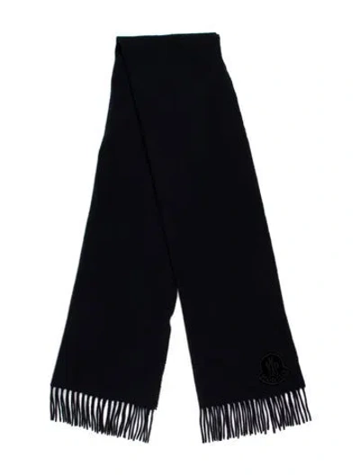 Pre-owned Moncler Wool Striped Scarf In Blue