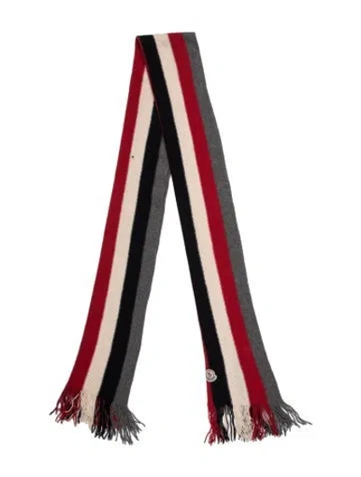Pre-owned Moncler Wool Striped Scarf In Red