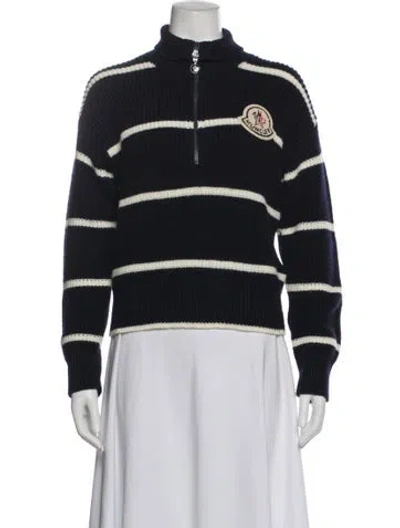 Pre-owned Moncler Wool Striped Sweater In Black
