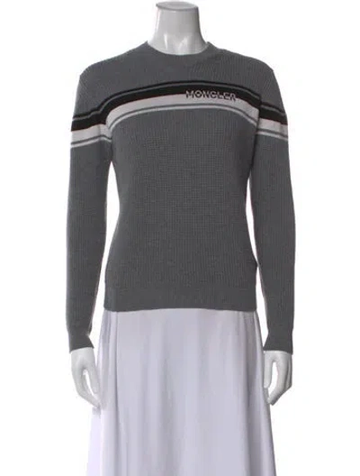 Pre-owned Moncler Wool Striped Sweater In Gray