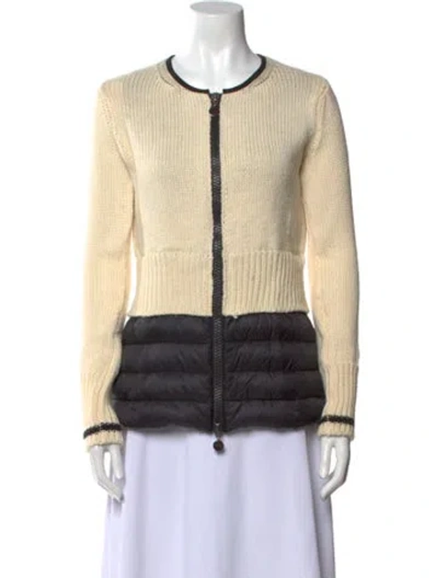 Pre-owned Moncler Wool Striped Sweater In Neutral