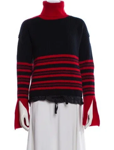 Pre-owned Moncler Wool Striped Sweater In Red
