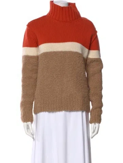 Pre-owned Moncler Wool Striped Sweater W/ Tags In Orange