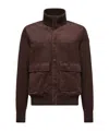 Moncler Wool  Suede Cardigan In Burgundy