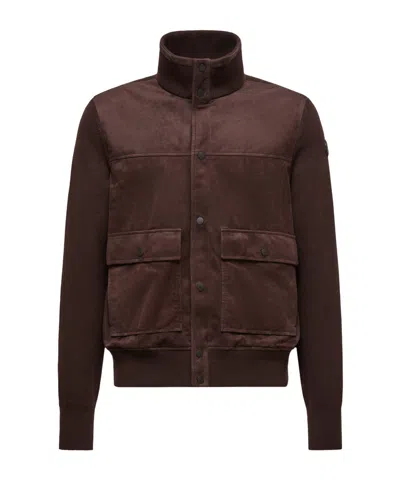 MONCLER WOOL  SUEDE CARDIGAN