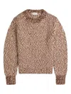 Moncler Textured Knit Crew Neck Sweater In Brown