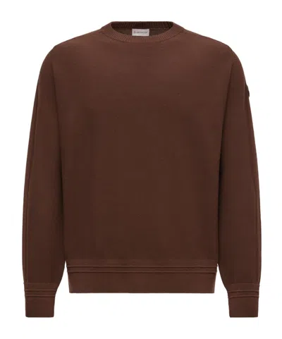 Moncler Wool Sweater In Brown