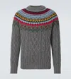 Moncler Cable Knit Jacquard Sweater In Grey