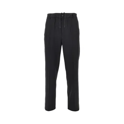 Moncler Wool Tailored Pants With Elasticated Waist In Black