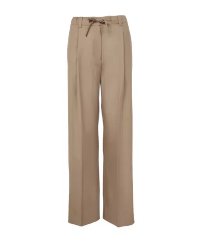 Moncler Wool Trousers In Neutral