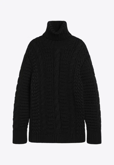 Moncler Wool Turtleneck Sweater In Black