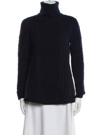 Pre-owned Moncler Wool Turtleneck Sweater In Blue