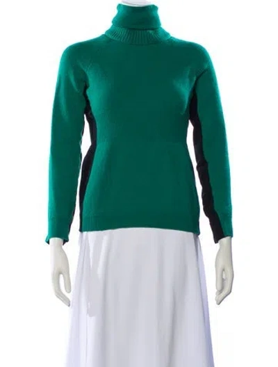 Pre-owned Moncler Wool Turtleneck Sweater In Green
