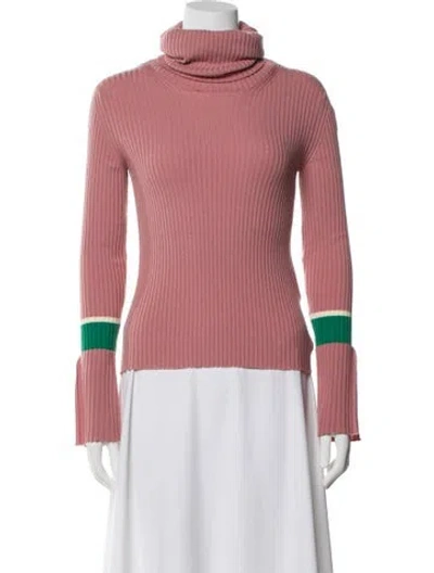 Pre-owned Moncler Wool Turtleneck Sweater In Pink