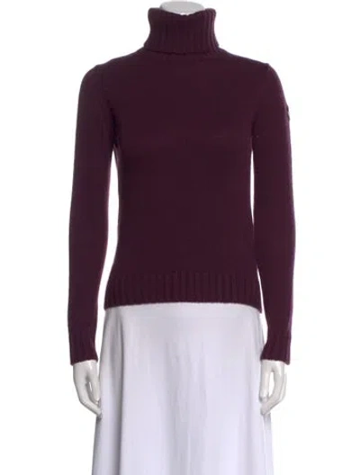Pre-owned Moncler Wool Turtleneck Sweater In Purple