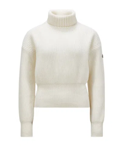 Moncler Womens T Neck Sweater In White