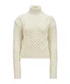Moncler White Turtleneck Knitting Sweater In Virgin Wool Woman In White