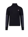 Moncler Wool Turtleneck Sweater With Nylon Inserts In Black
